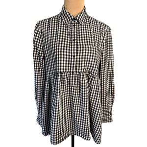 Zara Woman Black and White Checked Babydoll Tunic, Size S
